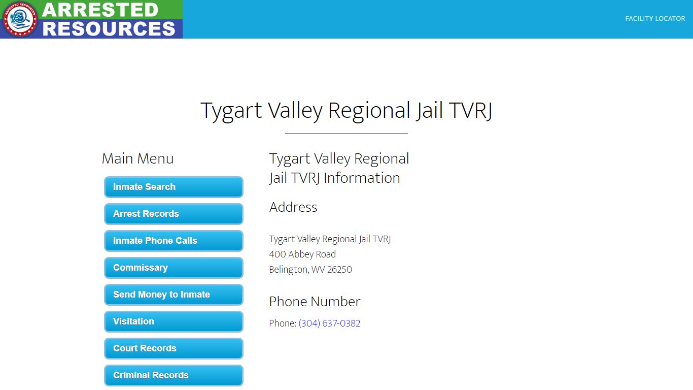 Tygart Valley Regional Jail TVRJ - Inmate Search ...