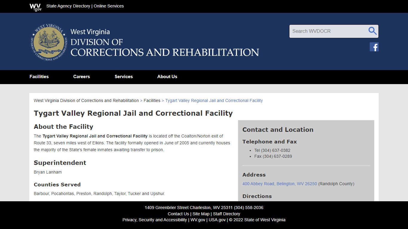 Tygart Valley Regional Jail and Correctional Facility